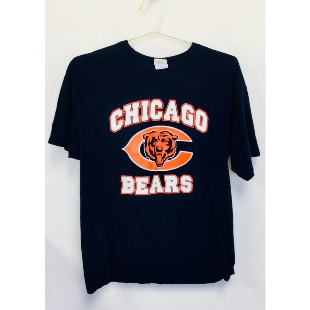 Vintage Men's Gildan T-Shirt Chicago Bears Navy Orange L